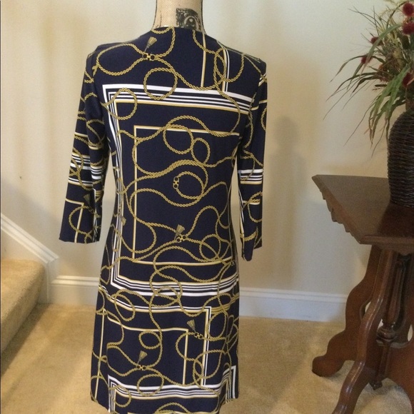 Tacera Navy blue print dress - Picture 5 of 8